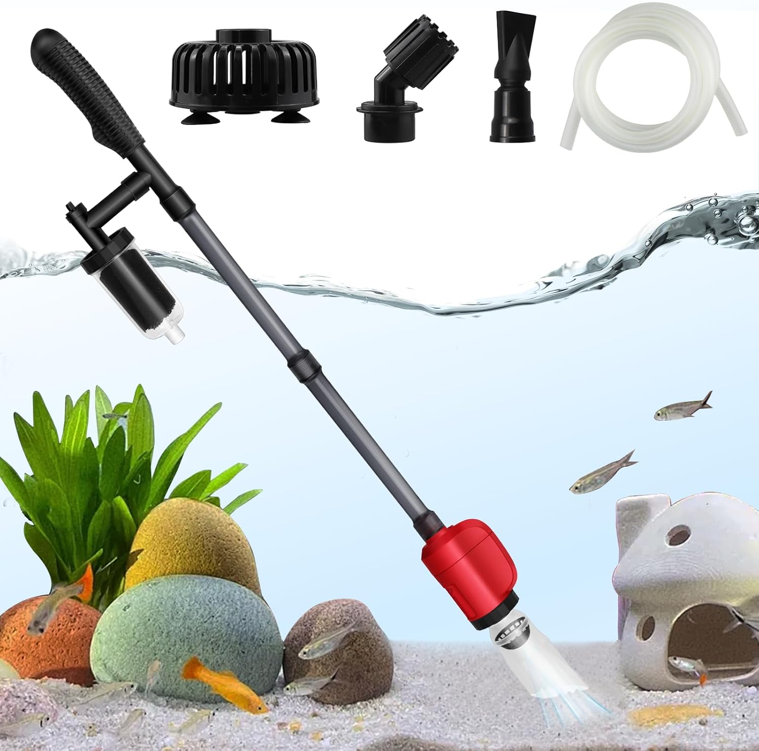 Electric Aquarium Vacuum Cleaner with 6-in-1 Multifunctionality