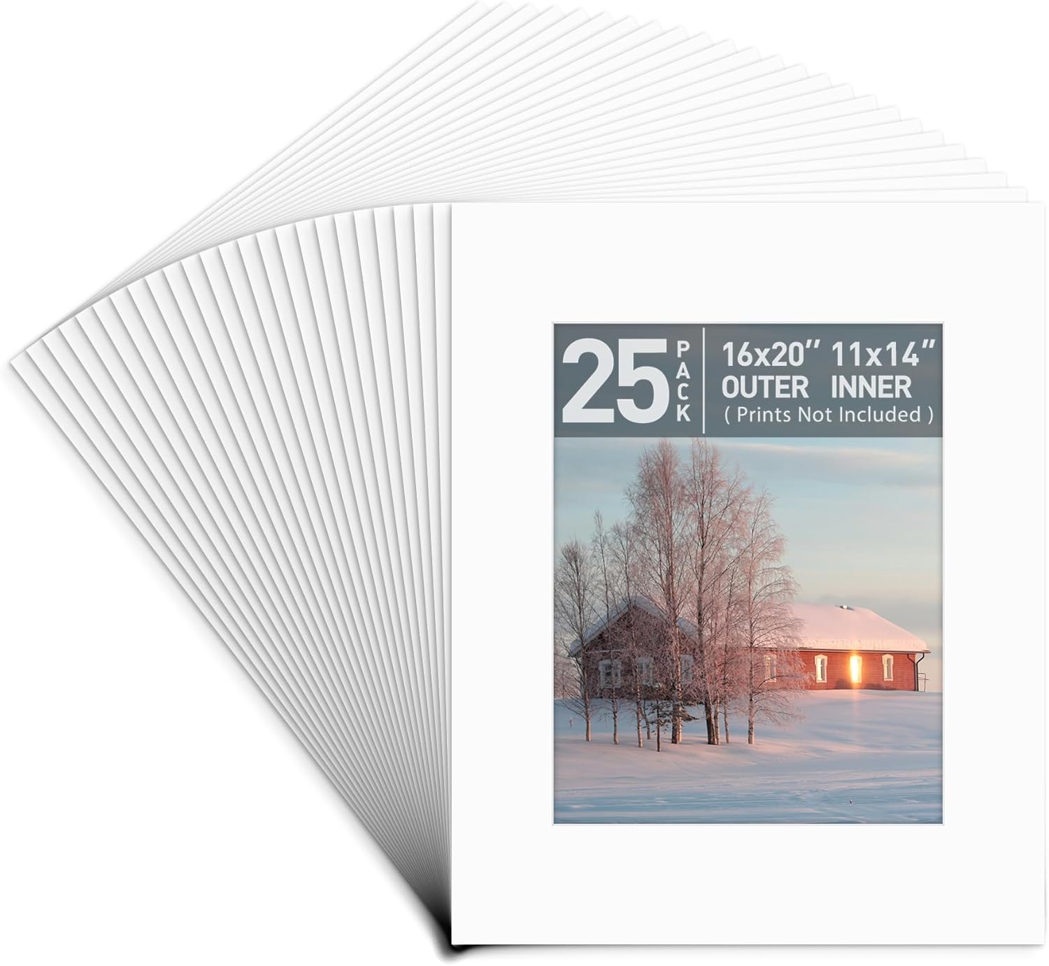 16x20 White Picture Mats Pack of 25 for 11x14 Photos