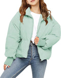rrhss Girls Winter Long Sleeve Zip Puffer Jacket - Warm, Cropped Style