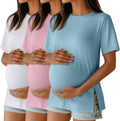 Ficerd 3 Pack Women's Maternity T Shirts - Soft Stretch Everyday Tops
