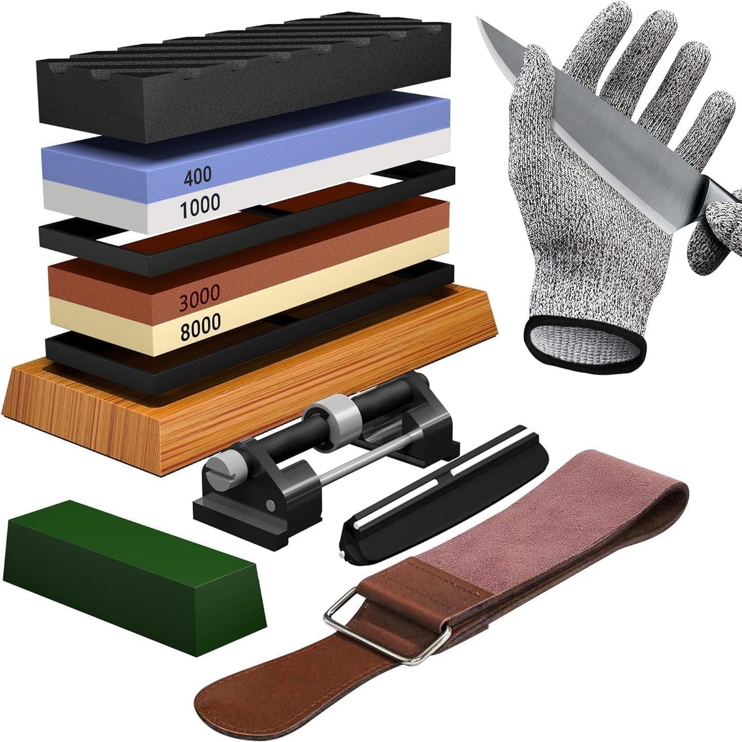 Knife Sharpening Stone Kit with Premium 4 Side Grit for Home