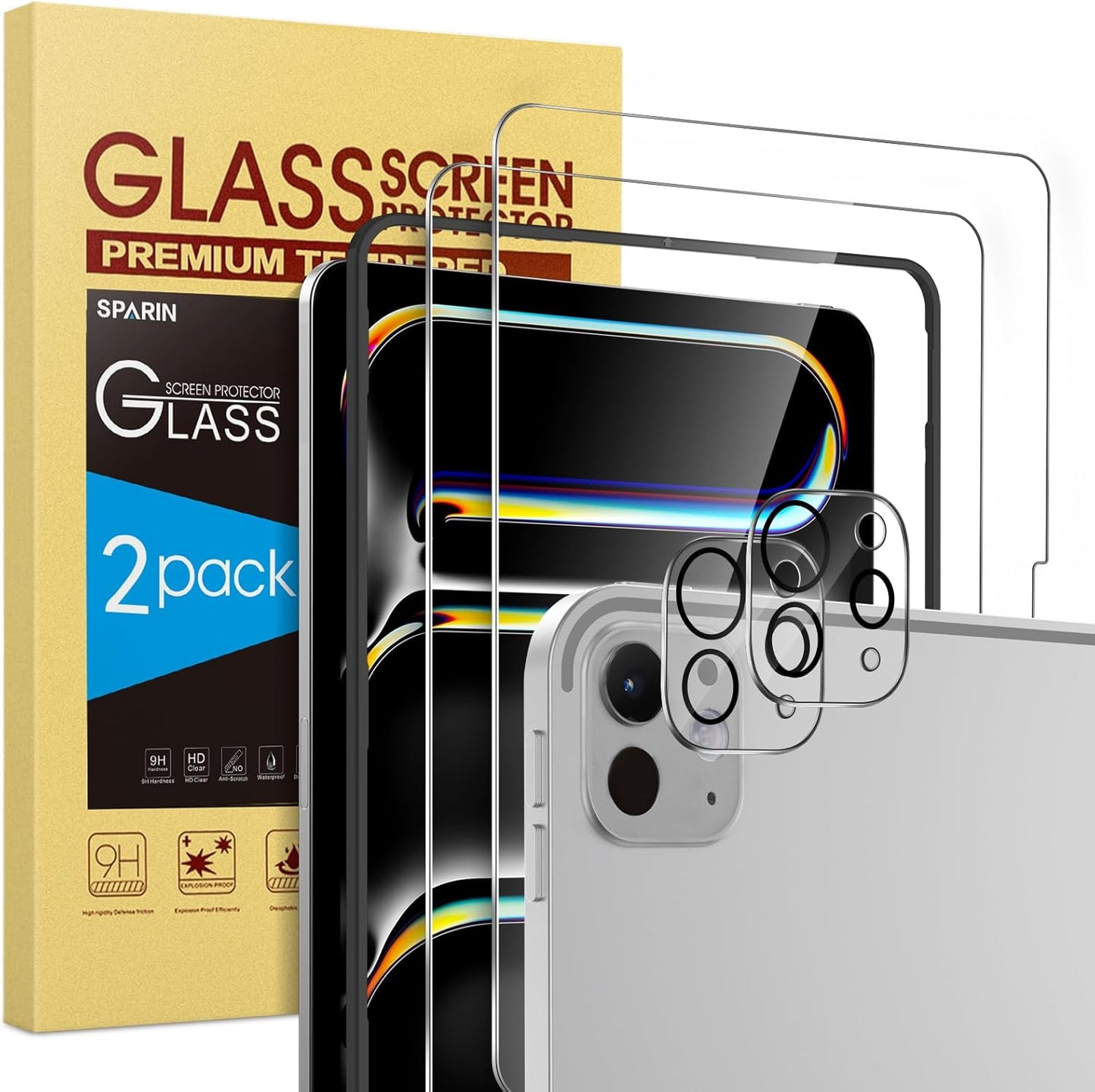 iPad Pro 13 2024 2+2 Pack Screen Protector with Camera Lens & Apple Pencil Pro Compatible