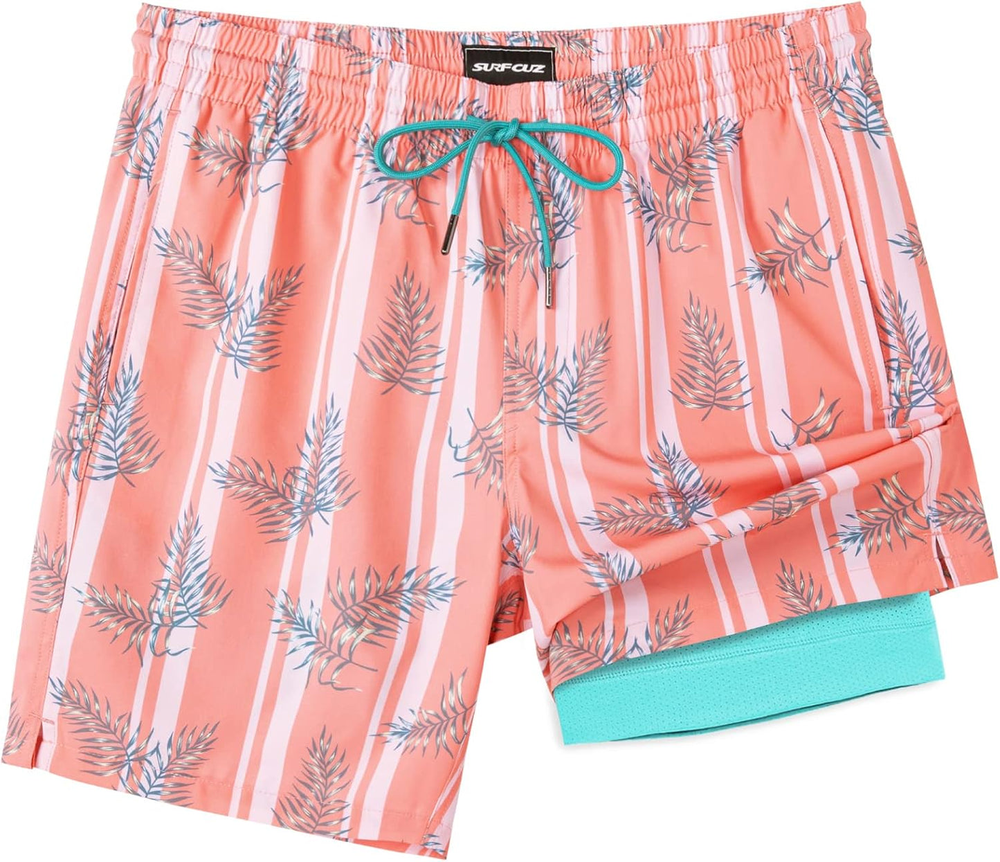 SURF CUZ Mens Swim Trunks with Compression Liner for Comfort