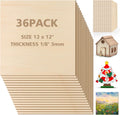 Adrattnay Basswood Sheets 12 x 12 x 1/8 in - 36-Pack Craft Basswood