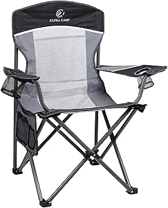 Oversized Mesh Back Camping Chair with Heavy Duty Support