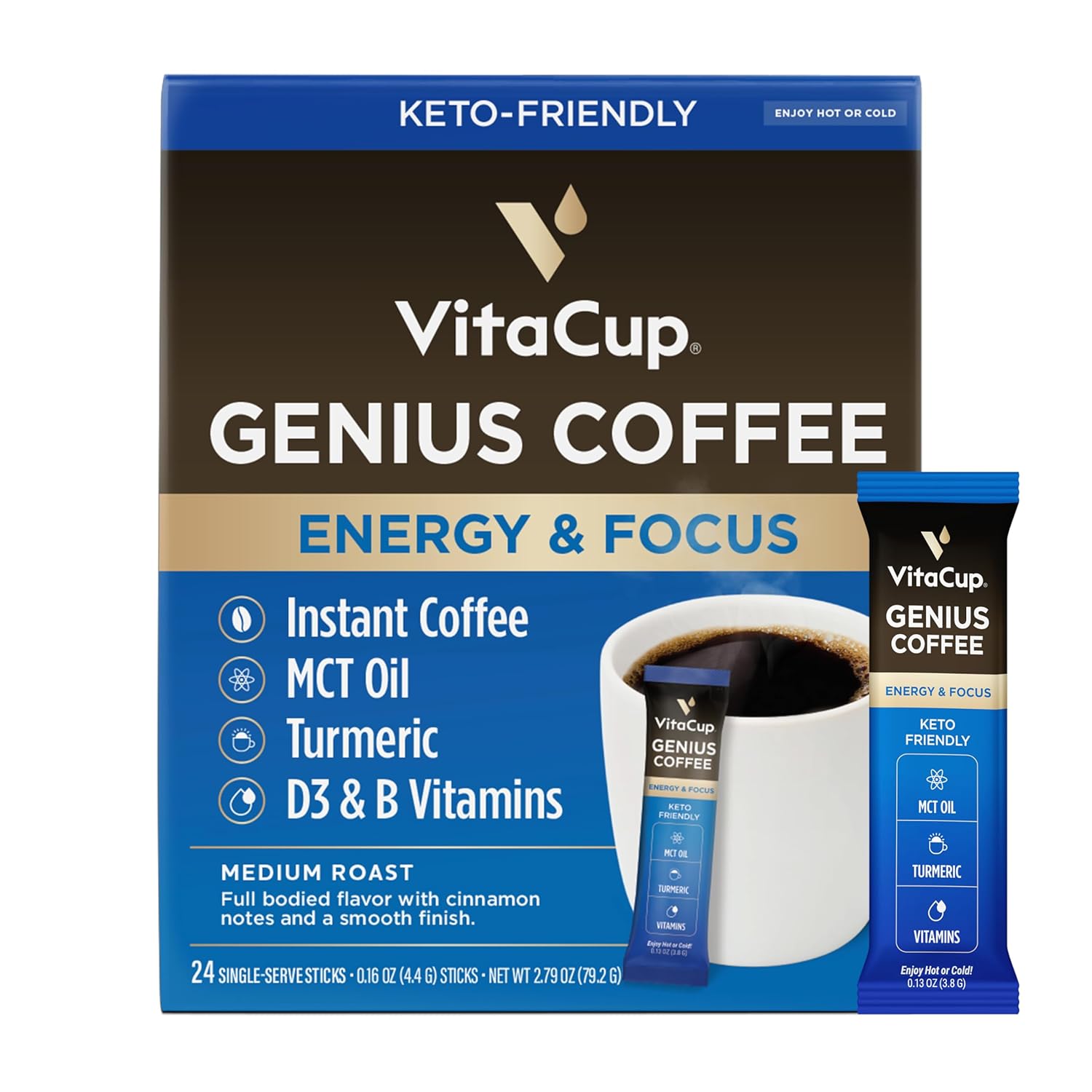 Genius Instant Coffee Packets for Energy & Focus Boost