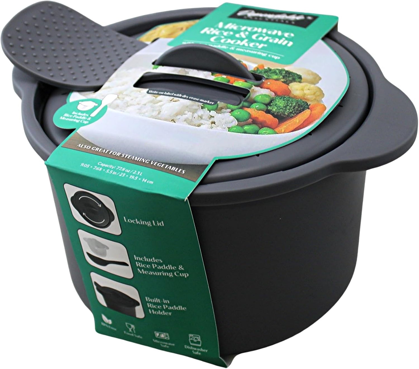 2.7L Microwave Rice Cooker & Vegetable Steamer