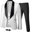 YND Men's 3 Piece Luxury Tuxedo Set - Slim Fit Shawl Lapel Tuxedo