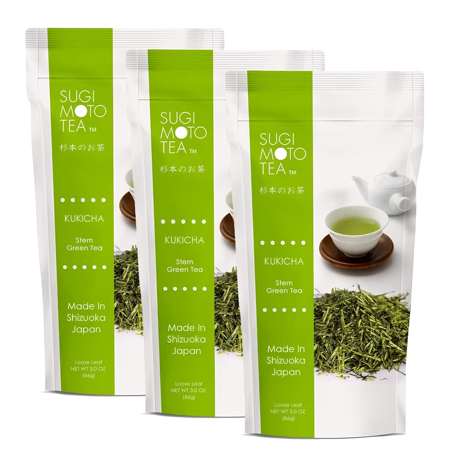 Japanese Kukicha Stem Green Tea Loose Leaf - 3.0 oz Pack of 3