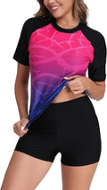 Halcurt Women's Built in Bra Rash Guard Two Piece (Style DQZK)