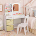 Costzon Kids Vanity with Lights - Princess Makeup Desk