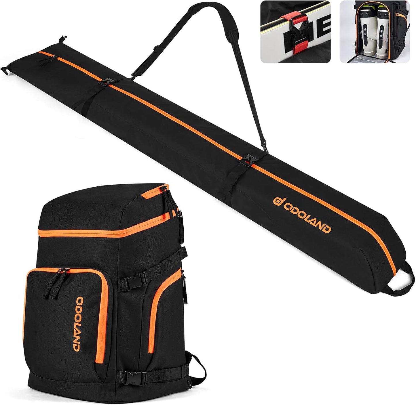Odoland Ski Bag & Boot Backpack Combo - Transport Gear with Ease!