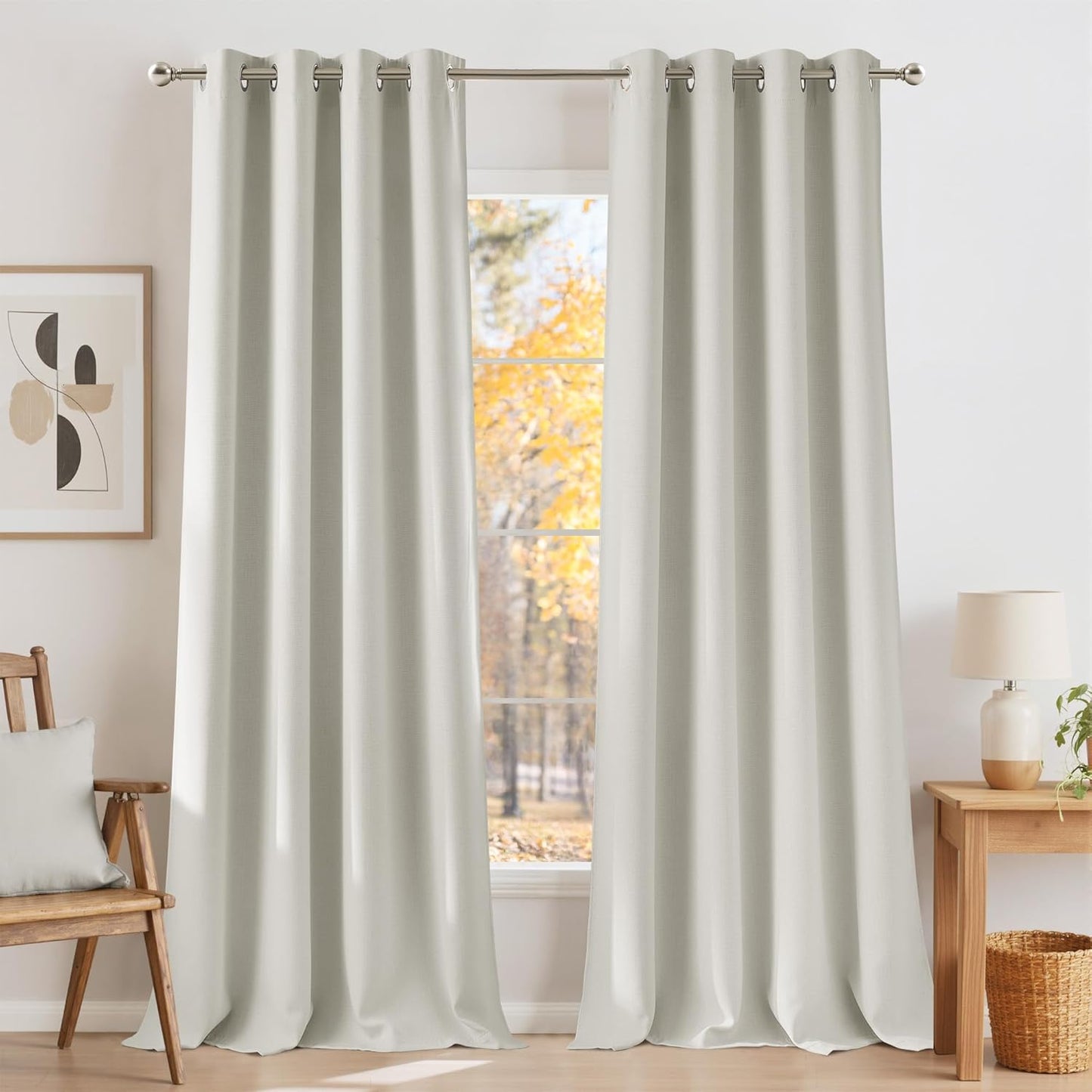 NICETOWN Faux Linen Natural Blackout Curtains for Modern Homes