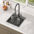 Bar Sink 15 in Black Drop In Stainless Steel - Compact Workstation