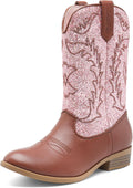 DREAM PAIRS Girls Mid Calf Cowboy Boots for Stylish Comfort