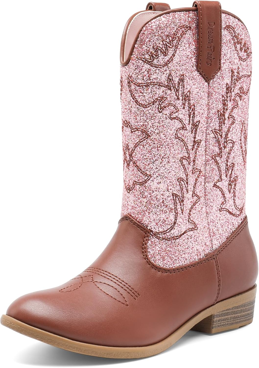 DREAM PAIRS Girls Mid Calf Cowboy Boots for Stylish Comfort