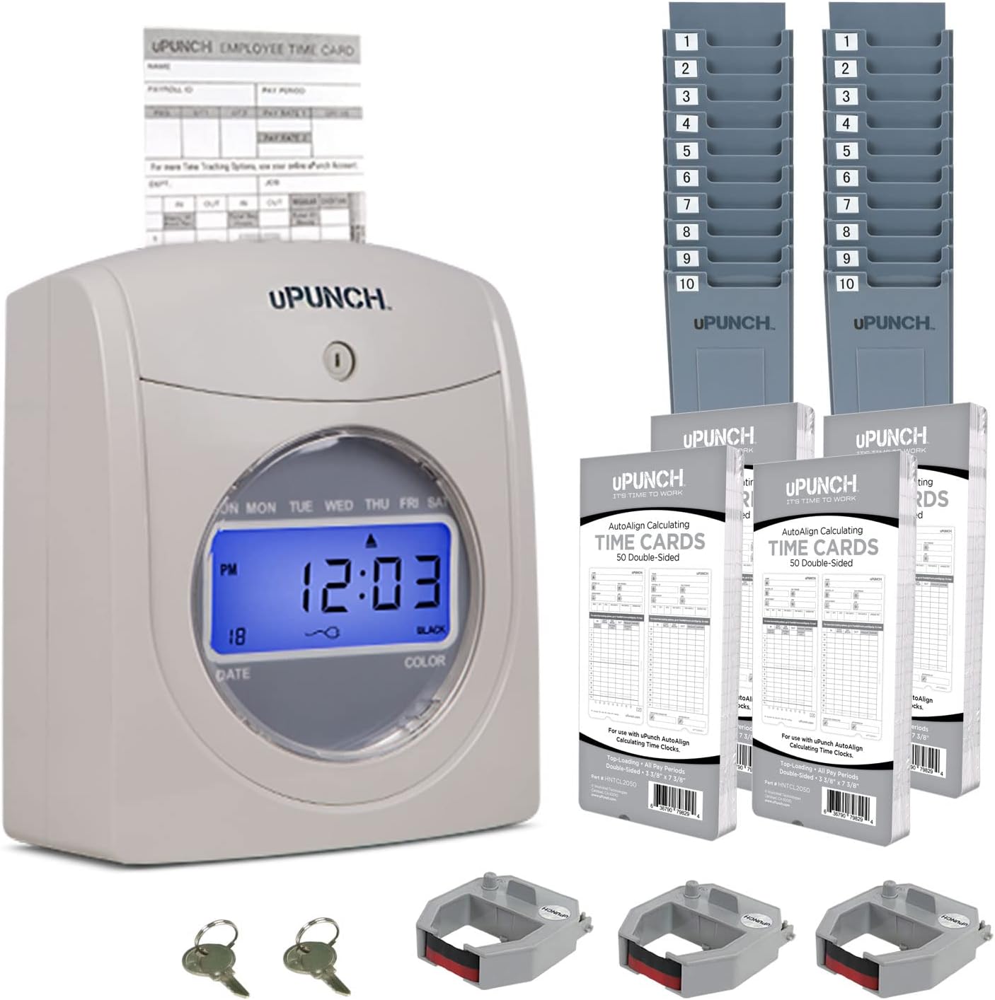 uPunch HN4500 Time Clock System with 200 Cards and Racks