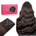 Clip in Hair Extensions 22 in 120g Light Dark Brown - Natural Volume