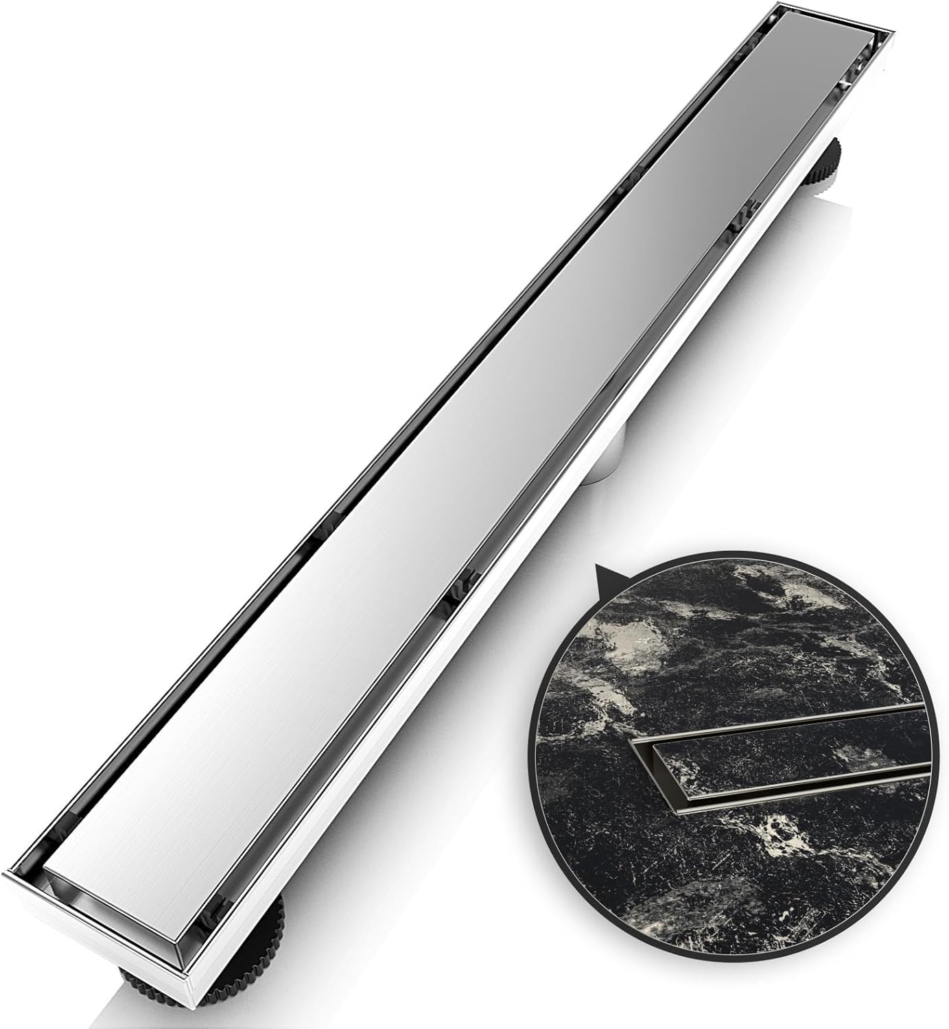 WEBANG 24 Inch Linear Shower Drain with Reversible Cover Grate