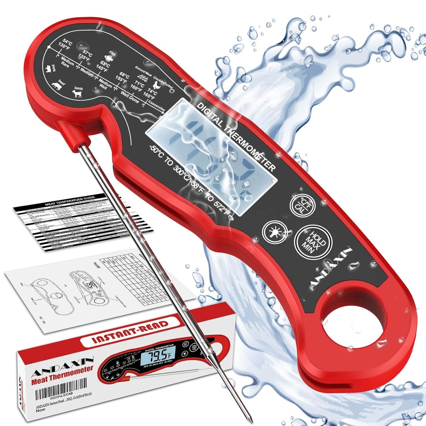Andaxin Waterproof Digital Meat Thermometer - Ultra-Fast Read