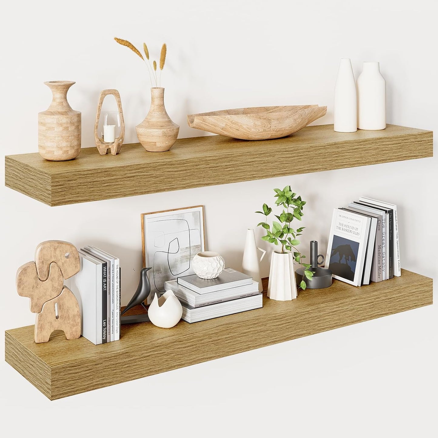 Heimlove 36 Inch Floating Shelves for Wall - Modern Oak Design