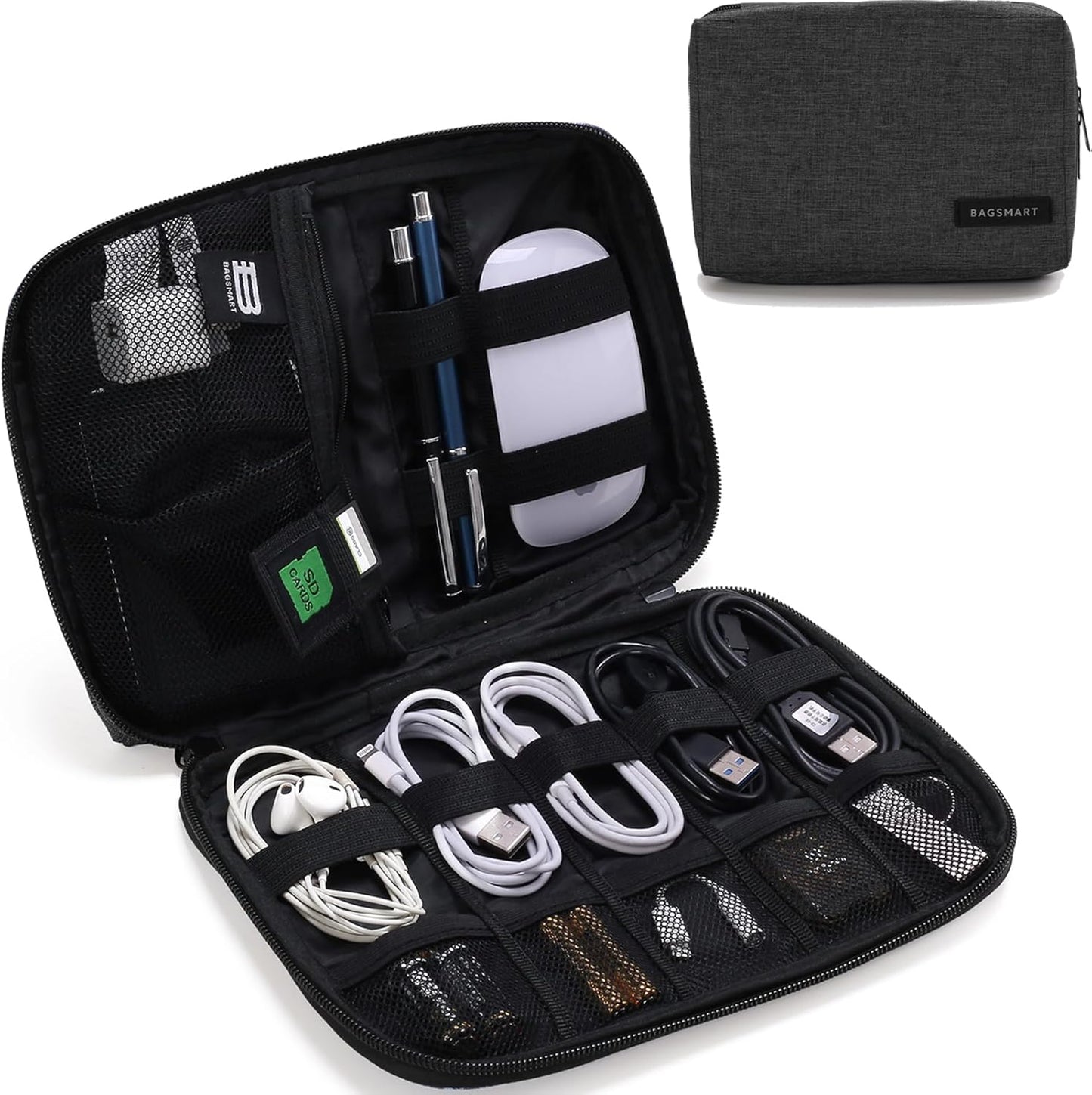 BAGSMART Small Electronics Travel Case - Cable Essentials Organizer