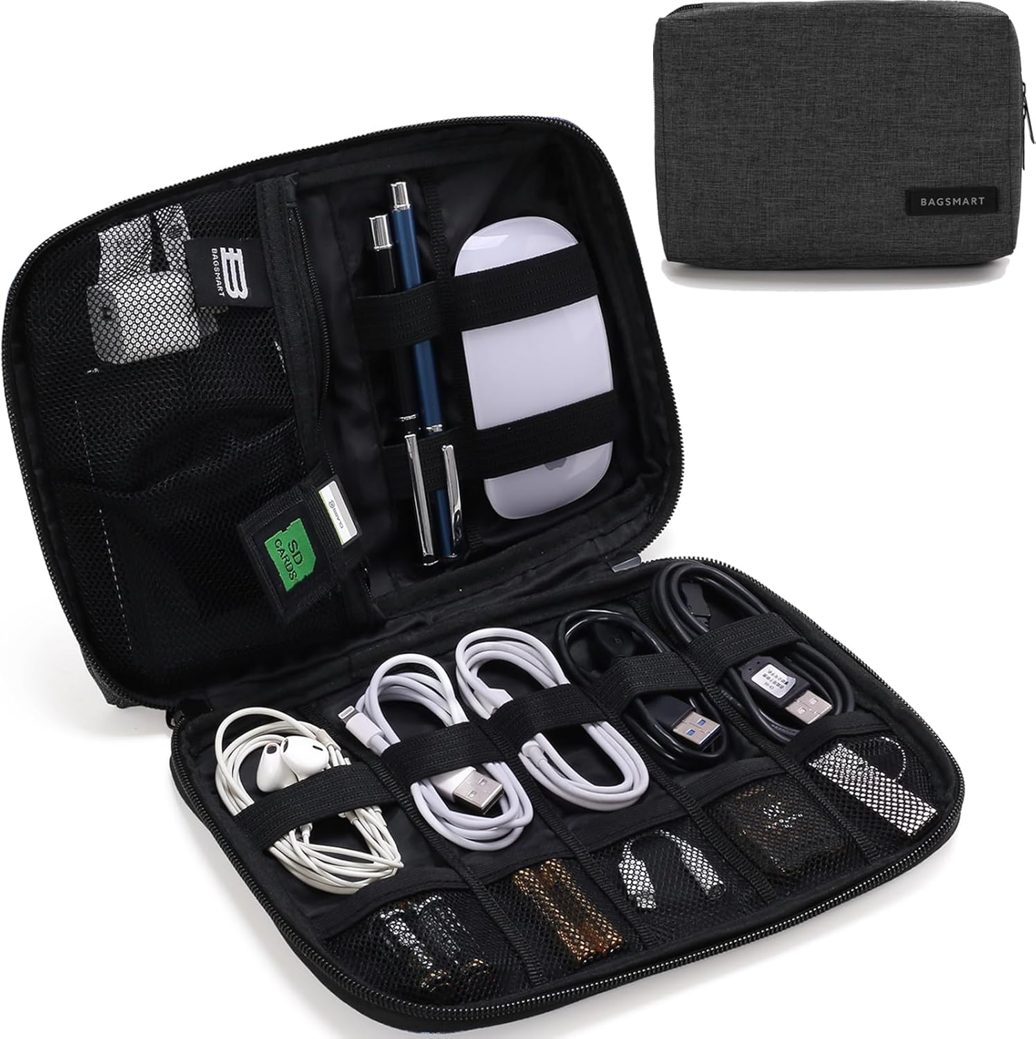 BAGSMART Small Electronics Travel Case - Cable Essentials Organizer