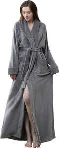 Artfasion Womens Long Fleece Robe - Soft Warm Bathrobe for Winter
