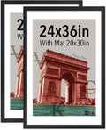 VCK 24x36 Poster Frame Black with Mat 20x30 - Textured Solid Wood
