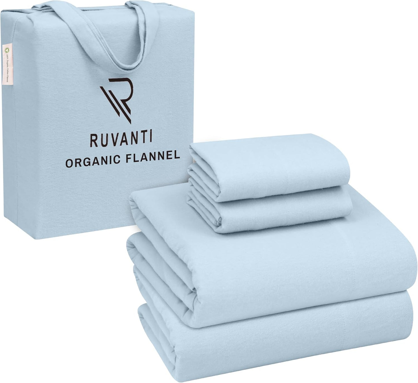 RUVANTI Flannel Sheets King Size - Cozy Organic Cotton Set