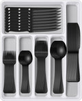 Black 49 Pieces Stainless Steel Flatware Set With Organizer