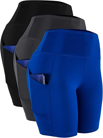 CADMUS Women's High Waist Spandex Yoga Shorts with Pockets