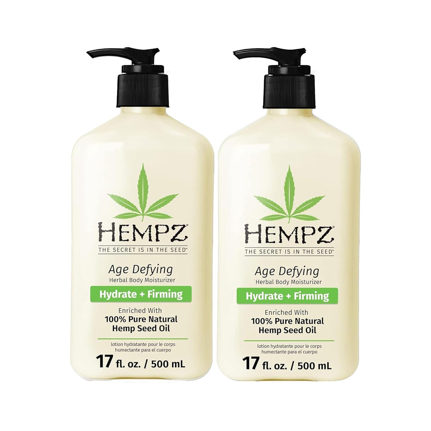 Hempz Age Defying Body Moisturizer - Daily Herbal Lotion 2 Pack