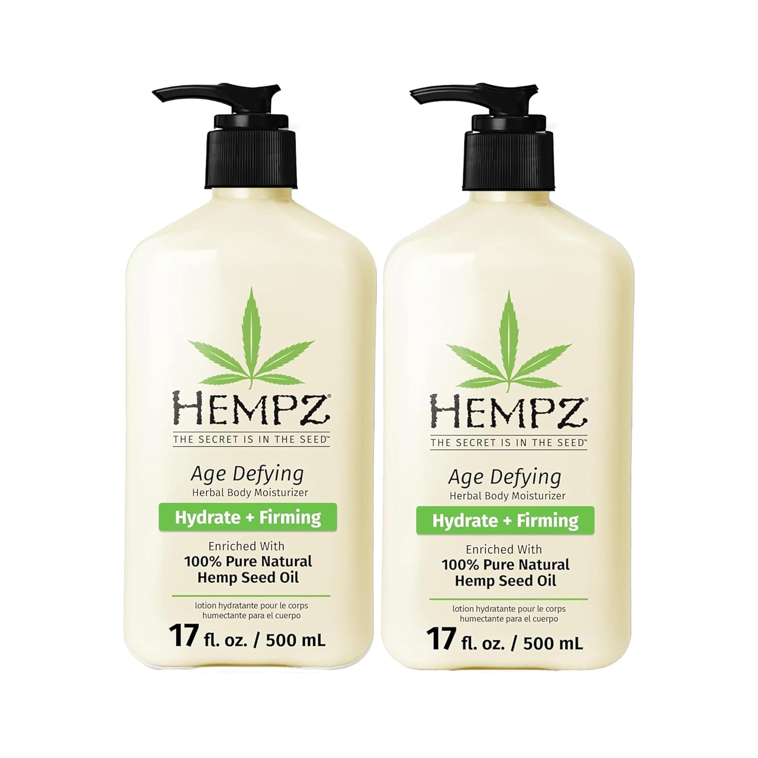 Hempz Age Defying Body Moisturizer - Daily Herbal Lotion 2 Pack