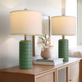 PoKat 23 Inch Dark Green Ceramic Table Lamps Set of 2 for Home
