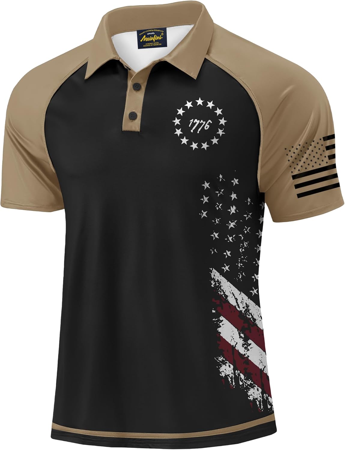 Mainfini Men's Short Sleeve Golf Shirt with USA Flag Design