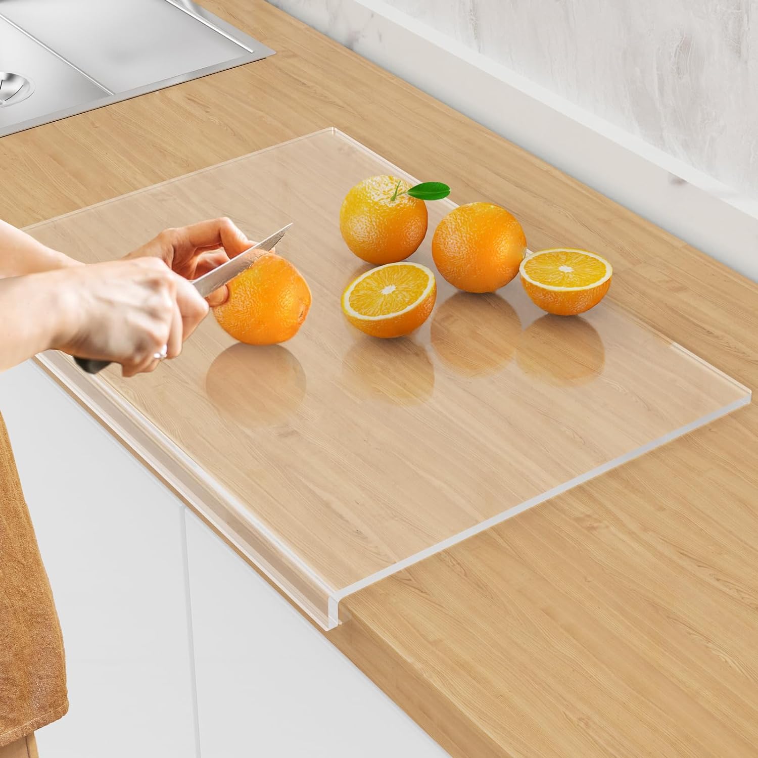 Acrylic Cutting Board with Counter Lip for Kitchen Essentials