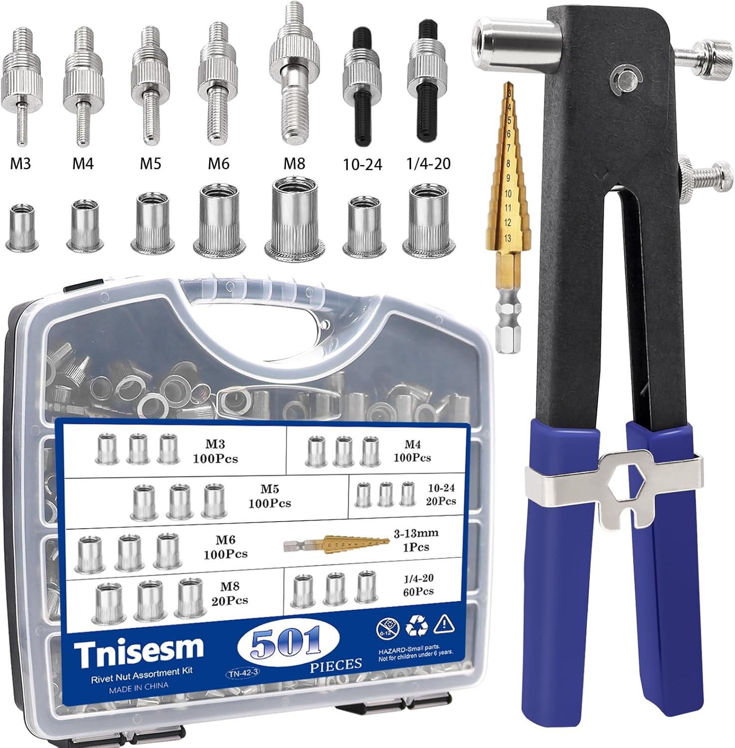 Rivet Nut Tool Kit with 501Pcs for Automotive and Industrial Use
