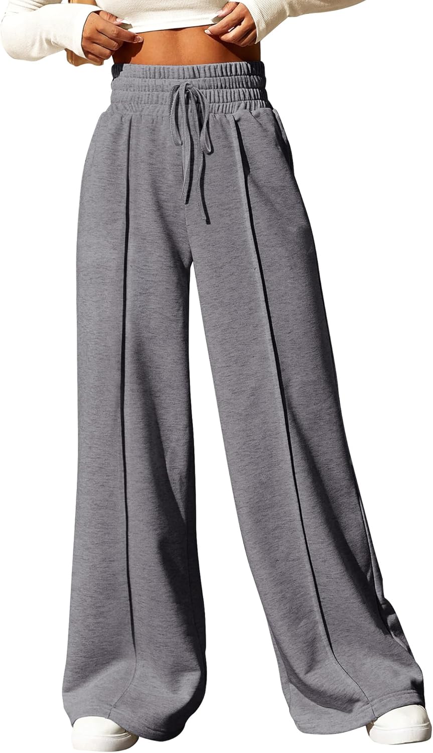 BTFBM Womens Wide Leg Sweatpants Comfy Lounge Joggers Pockets