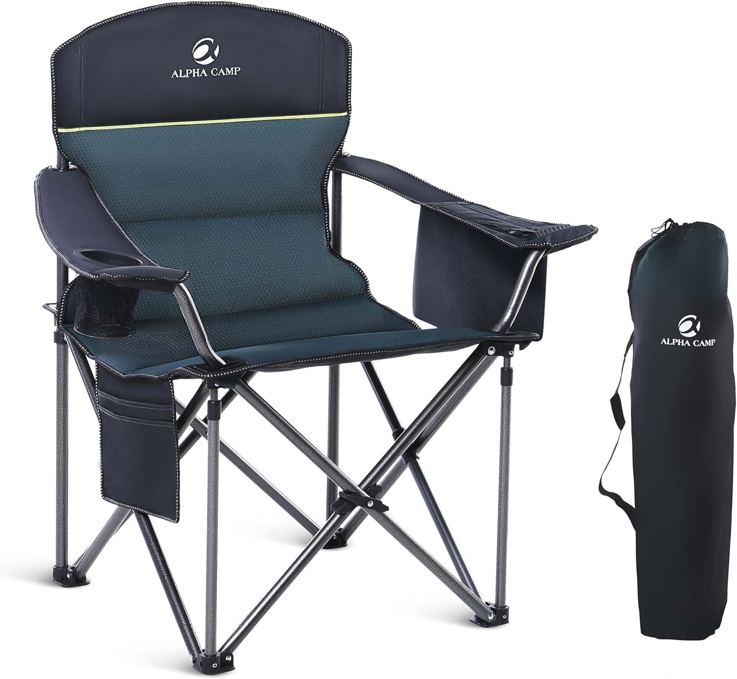 Oversized Folding Camping Chair with Cooler Bag and Cup Holder