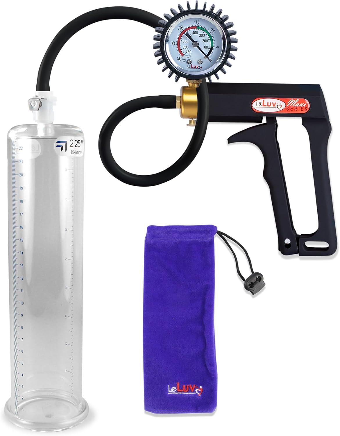 LeLuv Black Maxi Penis Pump with Premium Silicone Hose Kit