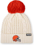 FOCO NFL Womens Team Logo Cable Knit Pom Beanie Hat Review