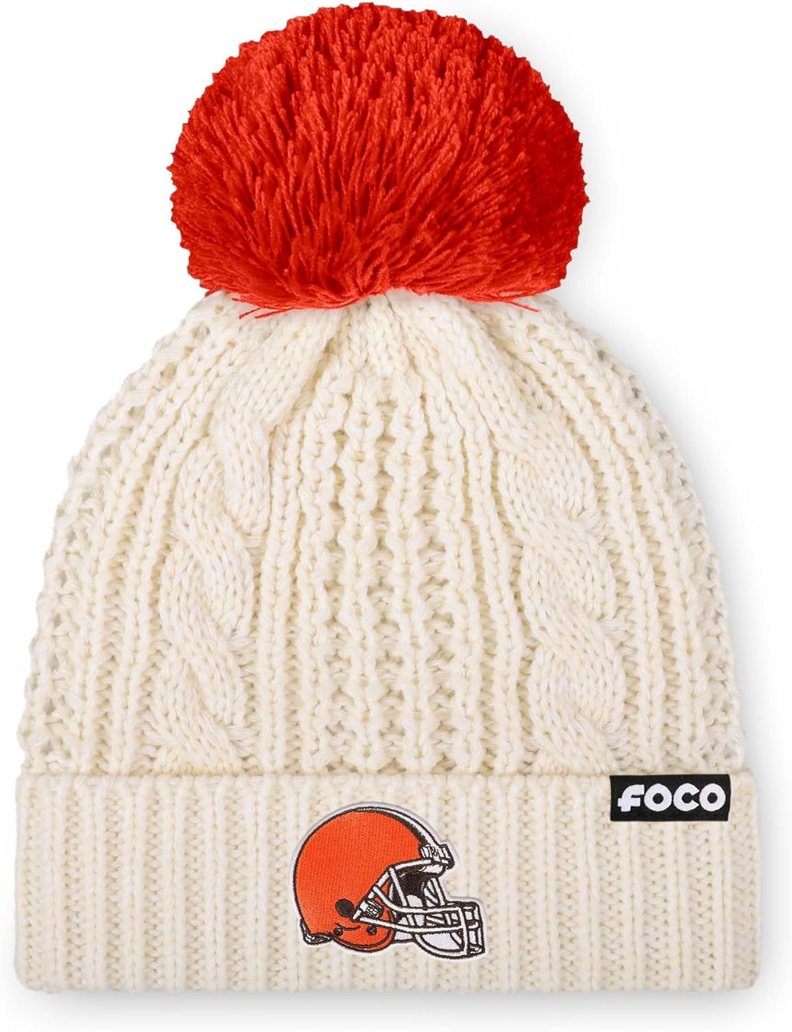 FOCO NFL Womens Team Logo Cable Knit Pom Beanie Hat Review