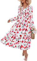 ZESICA Fall Wedding Guest Dresses for Women - Boho Maxi Style