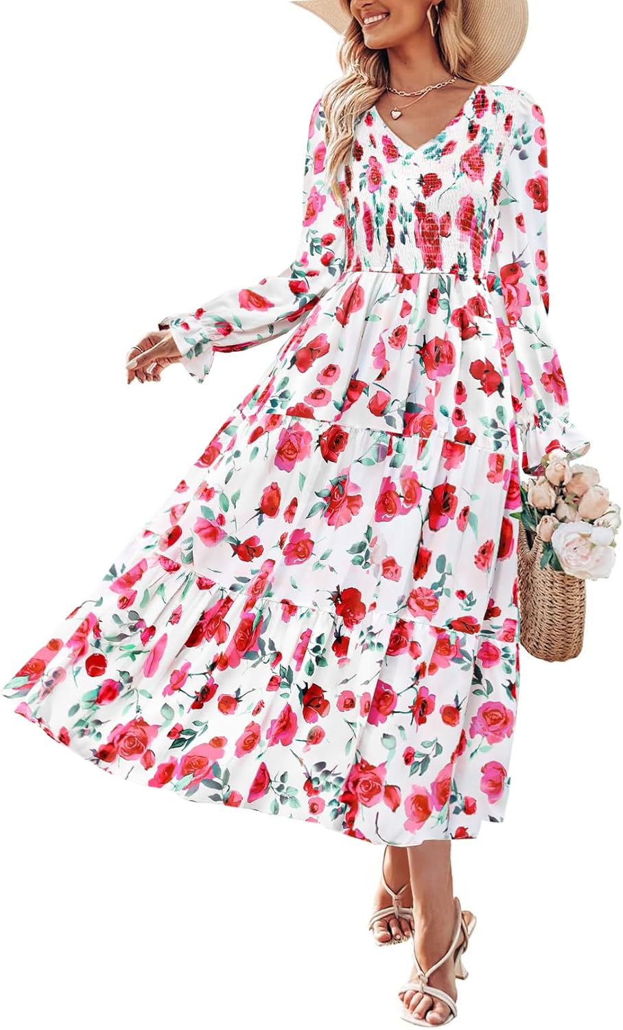 ZESICA Fall Wedding Guest Dresses for Women - Boho Maxi Style