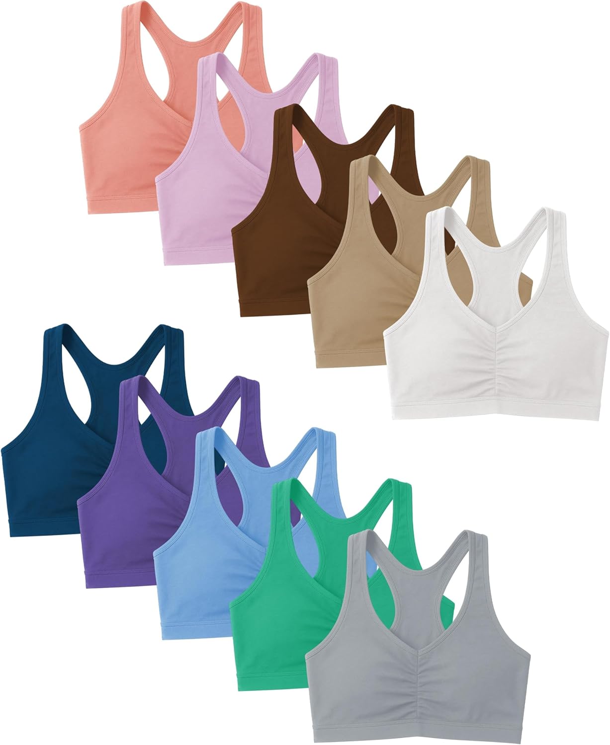 Sexy Basics Women's Cotton Spandex Racer Back Sports Bras