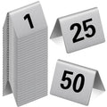 Stainless Steel Table Number Tents 1-50 - Durable Reusable Set