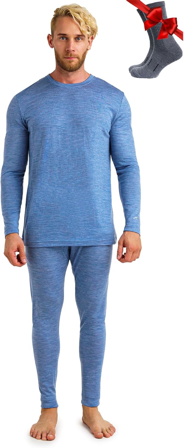Merino Wool Base Layer Men Set - Comfortable & Lightweight Sleepwear
