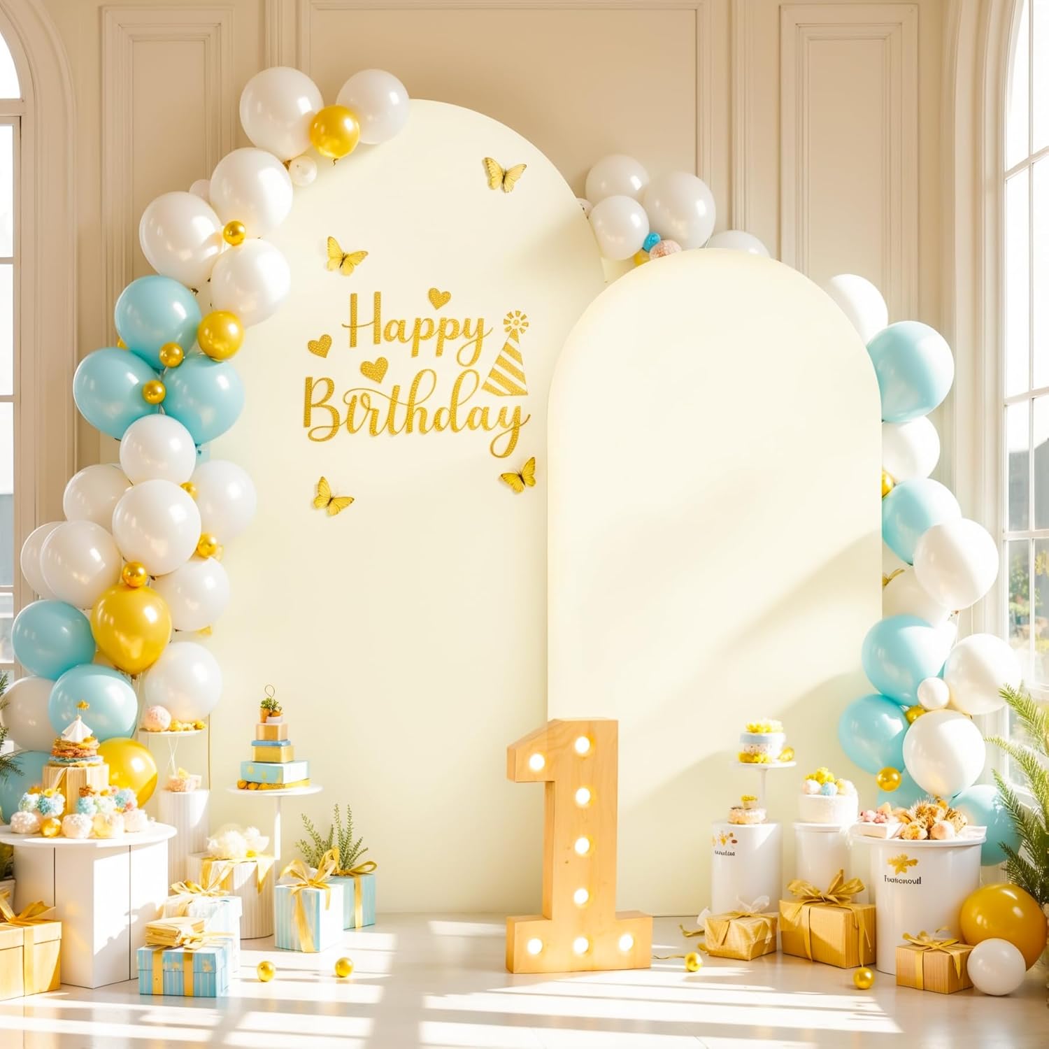 Ivory Arch Backdrop Cover Set of 2 for Weddings and Parties