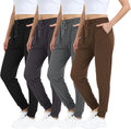 4 Pack Women's Joggers Sweatpants with Pockets - Lightweight Comfort